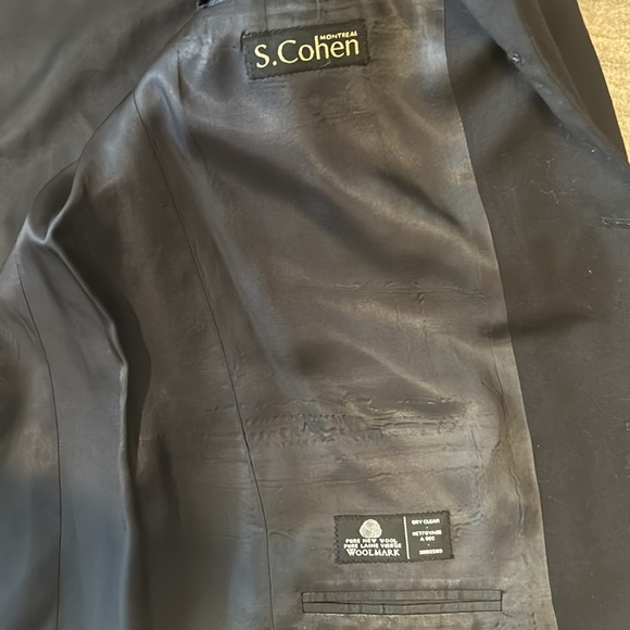 Vintage Navy blue wool blazer suiting S. Cohen fabric Canada. USA Eugene Oregon - Picture 3 of 8